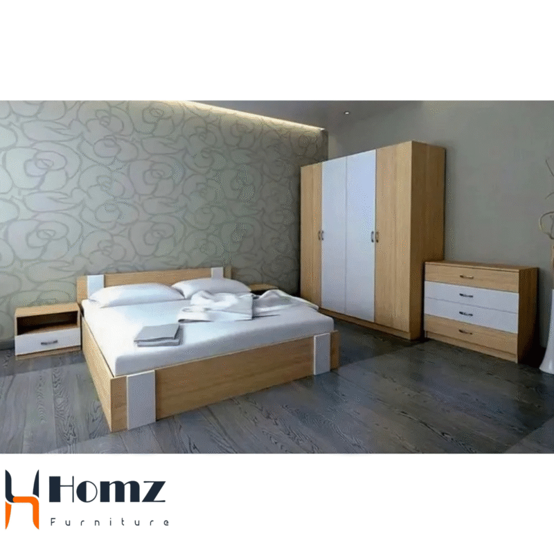 Bedroom White and Beige 160×50×210