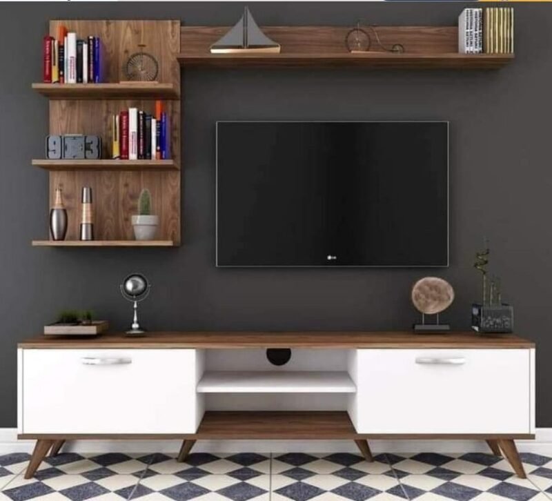 Tv unit  180×30×50 (white & brown)