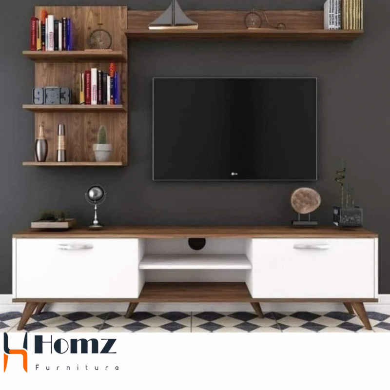 Tv unit  180×30×50 (white & brown)